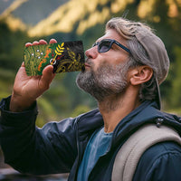 Chimpu Province Papua New Guinea 4 in 1 Can Cooler Tumbler Bird-of-paradise Art Tattoo and Melanesian Motifs - Polynesian Pride