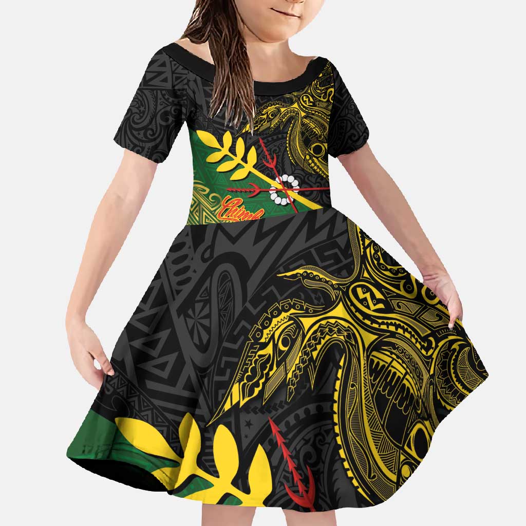 Personalized Chimpu Province Papua New Guinea Family Matching Long Sleeve Bodycon Dress and Hawaiian Shirt Bird-of-paradise Art Tattoo and Melanesian Motifs - Polynesian Pride