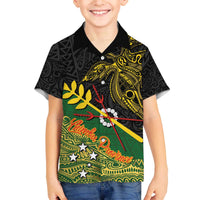 Personalized Chimpu Province Papua New Guinea Family Matching Off The Shoulder Long Sleeve Dress and Hawaiian Shirt Bird-of-paradise Art Tattoo and Melanesian Motifs - Polynesian Pride