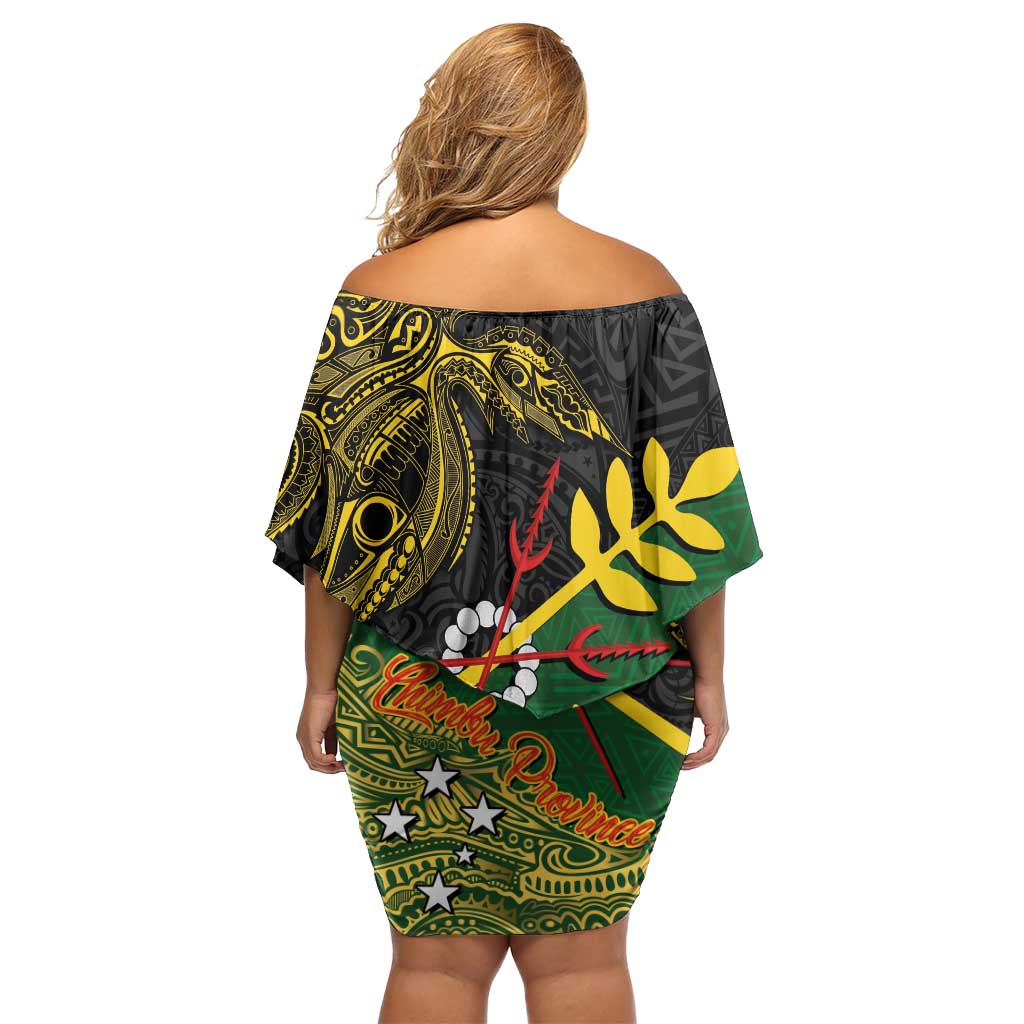Personalized Chimpu Province Papua New Guinea Family Matching Off Shoulder Short Dress and Hawaiian Shirt Bird-of-paradise Art Tattoo and Melanesian Motifs - Polynesian Pride