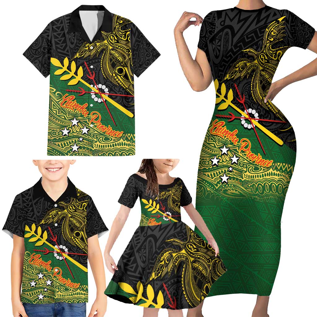 Personalized Chimpu Province Papua New Guinea Family Matching Short Sleeve Bodycon Dress and Hawaiian Shirt Bird-of-paradise Art Tattoo and Melanesian Motifs - Polynesian Pride