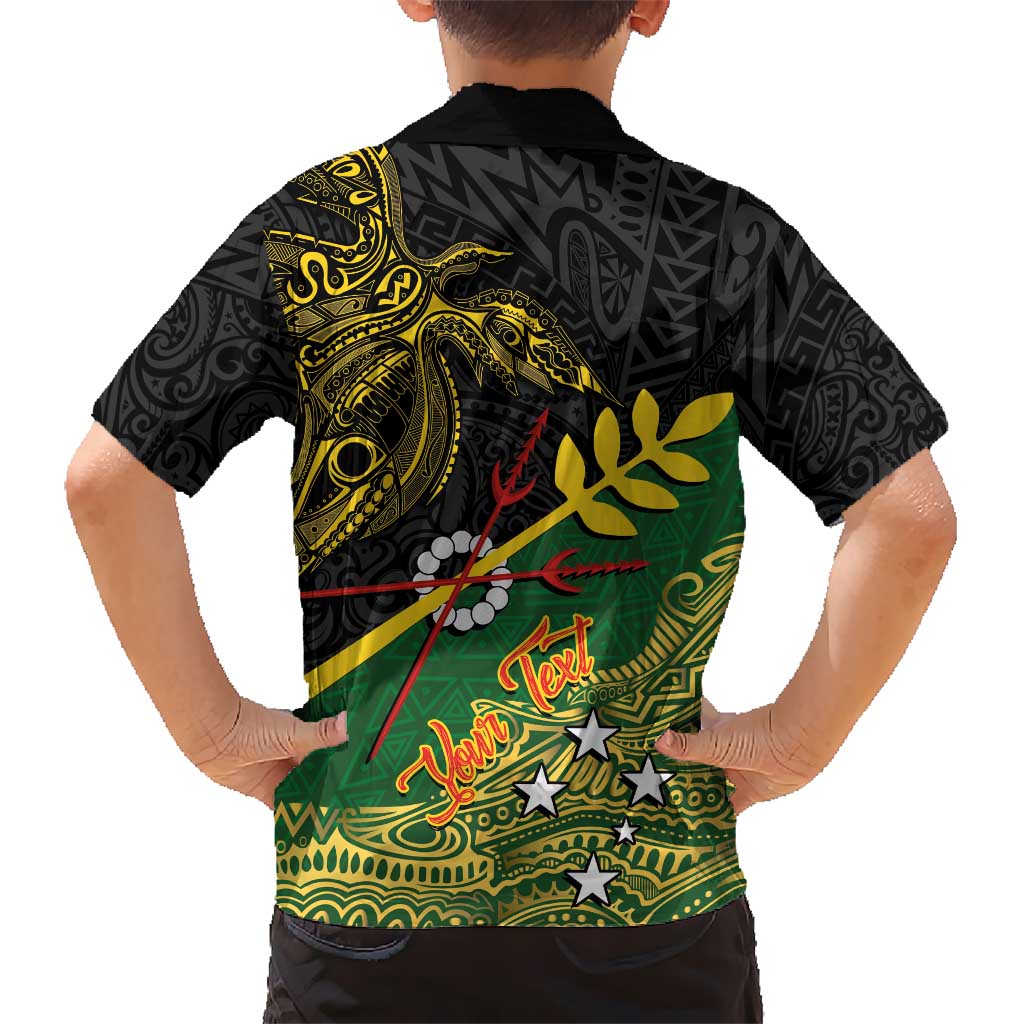 Personalized Chimpu Province Papua New Guinea Kid Hawaiian Shirt Bird-of-paradise Art Tattoo and Melanesian Motifs - Polynesian Pride