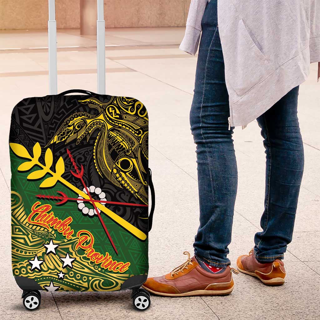 Chimpu Province Papua New Guinea Luggage Cover Bird-of-paradise Art Tattoo and Melanesian Motifs LT03 Black - Polynesian Pride