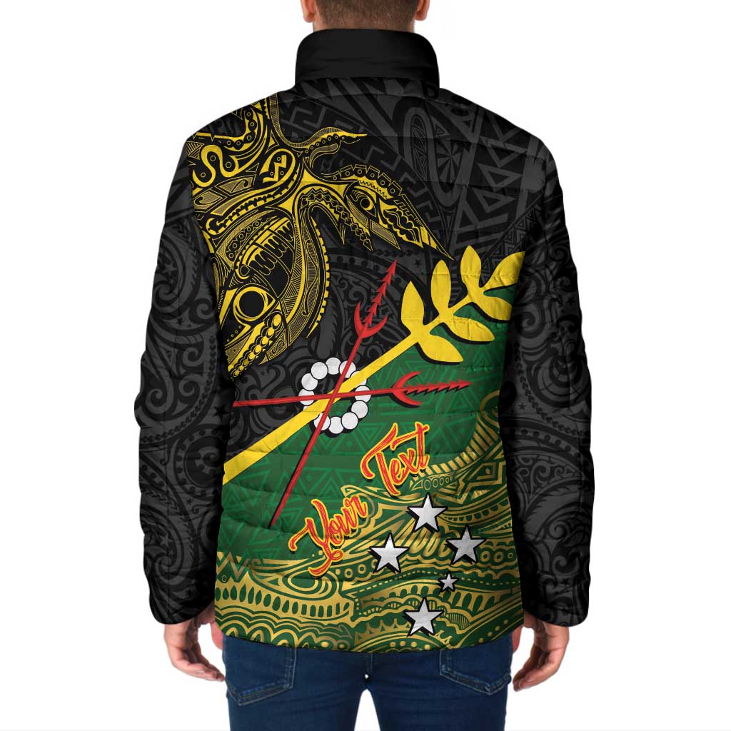 Personalized Chimpu Province Papua New Guinea Padded Jacket Bird-of-paradise Art Tattoo and Melanesian Motifs - Polynesian Pride