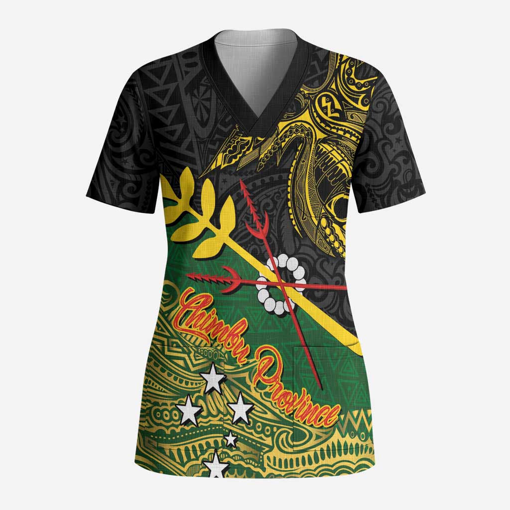 Personalized Chimpu Province Papua New Guinea Scrub Top Bird-of-paradise Art Tattoo and Melanesian Motifs - Polynesian Pride