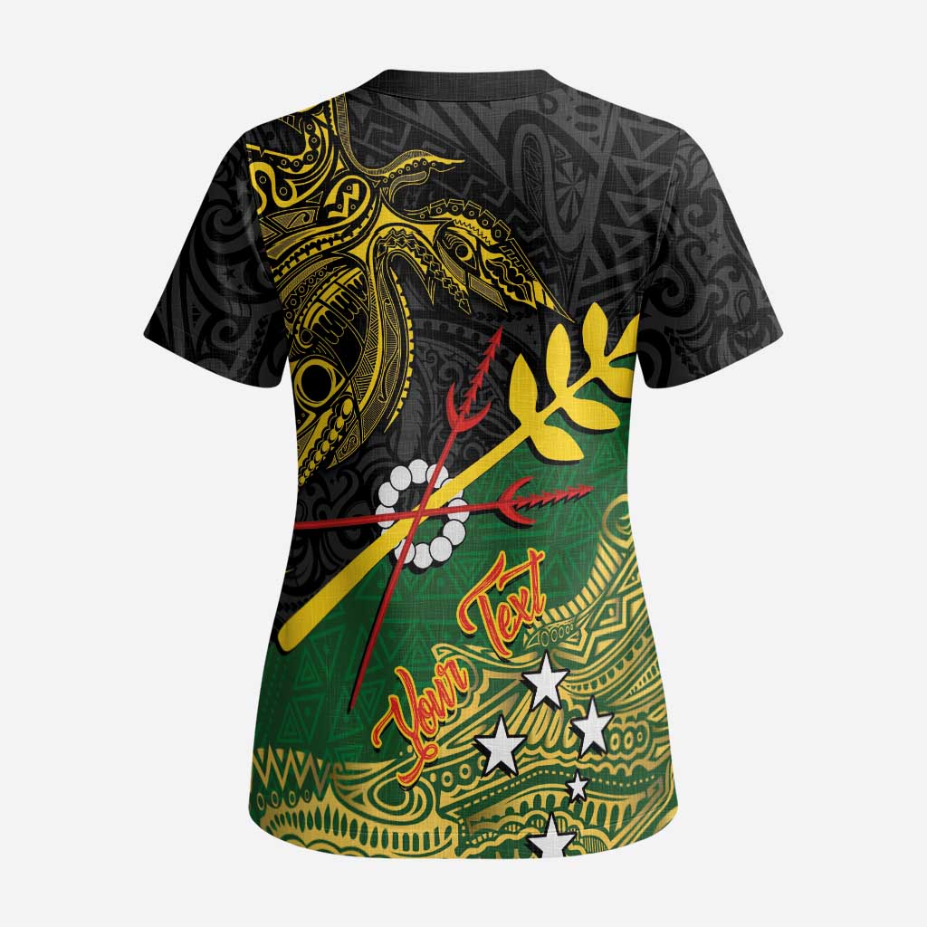 Personalized Chimpu Province Papua New Guinea Scrub Top Bird-of-paradise Art Tattoo and Melanesian Motifs - Polynesian Pride