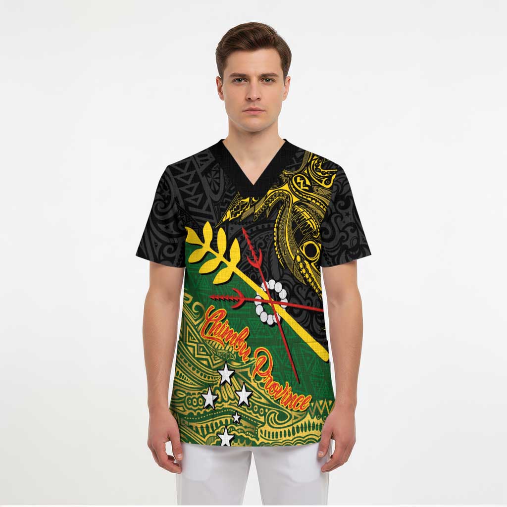 Personalized Chimpu Province Papua New Guinea Scrub Top Bird-of-paradise Art Tattoo and Melanesian Motifs - Polynesian Pride