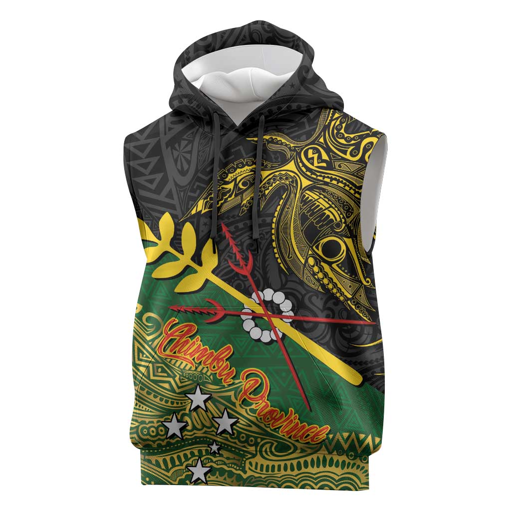 Personalized Chimpu Province Papua New Guinea Sleeveless Hoodie Bird-of-paradise Art Tattoo and Melanesian Motifs - Polynesian Pride