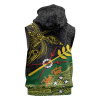 Personalized Chimpu Province Papua New Guinea Sleeveless Hoodie Bird-of-paradise Art Tattoo and Melanesian Motifs - Polynesian Pride