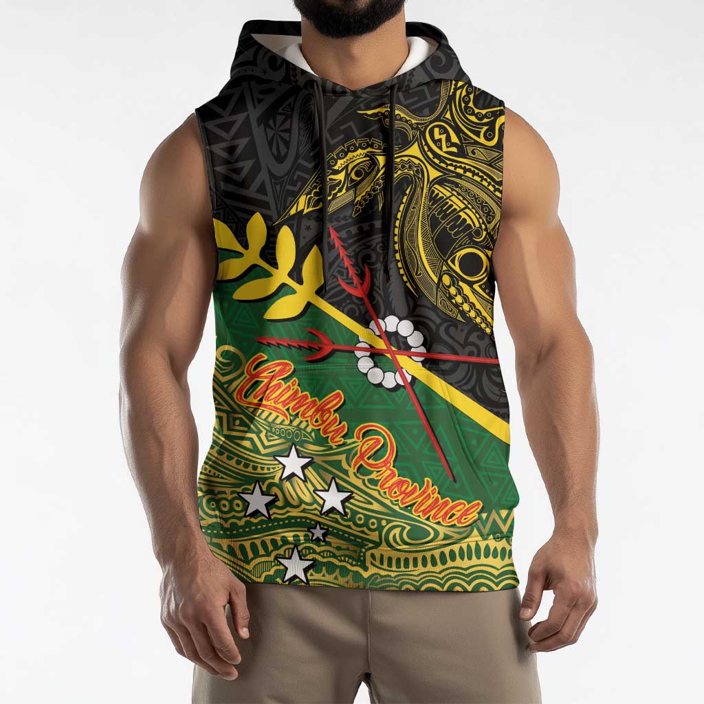 Personalized Chimpu Province Papua New Guinea Sleeveless Hoodie Bird-of-paradise Art Tattoo and Melanesian Motifs - Polynesian Pride