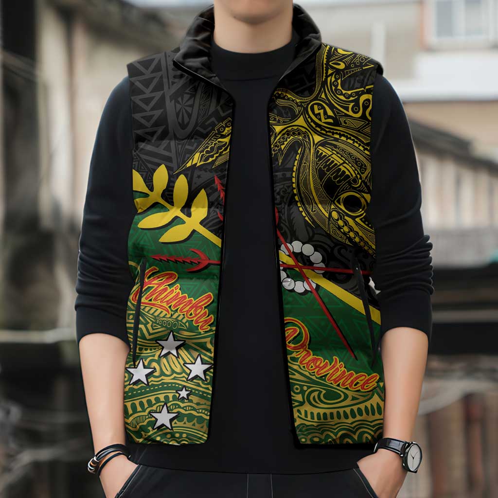 Personalized Chimpu Province Papua New Guinea Sleeveless Puffer Jacket Bird-of-paradise Art Tattoo and Melanesian Motifs - Polynesian Pride