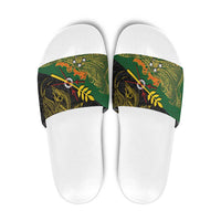 Chimpu Province Papua New Guinea Slide Sandals Bird-of-paradise Art Tattoo and Melanesian Motifs LT03 Black - Polynesian Pride