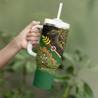 Chimpu Province Papua New Guinea Tumbler With Handle Bird-of-paradise Art Tattoo and Melanesian Motifs LT03 - Polynesian Pride