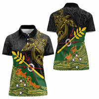 Personalized Chimpu Province Papua New Guinea Women Polo Shirt Bird-of-paradise Art Tattoo and Melanesian Motifs - Polynesian Pride