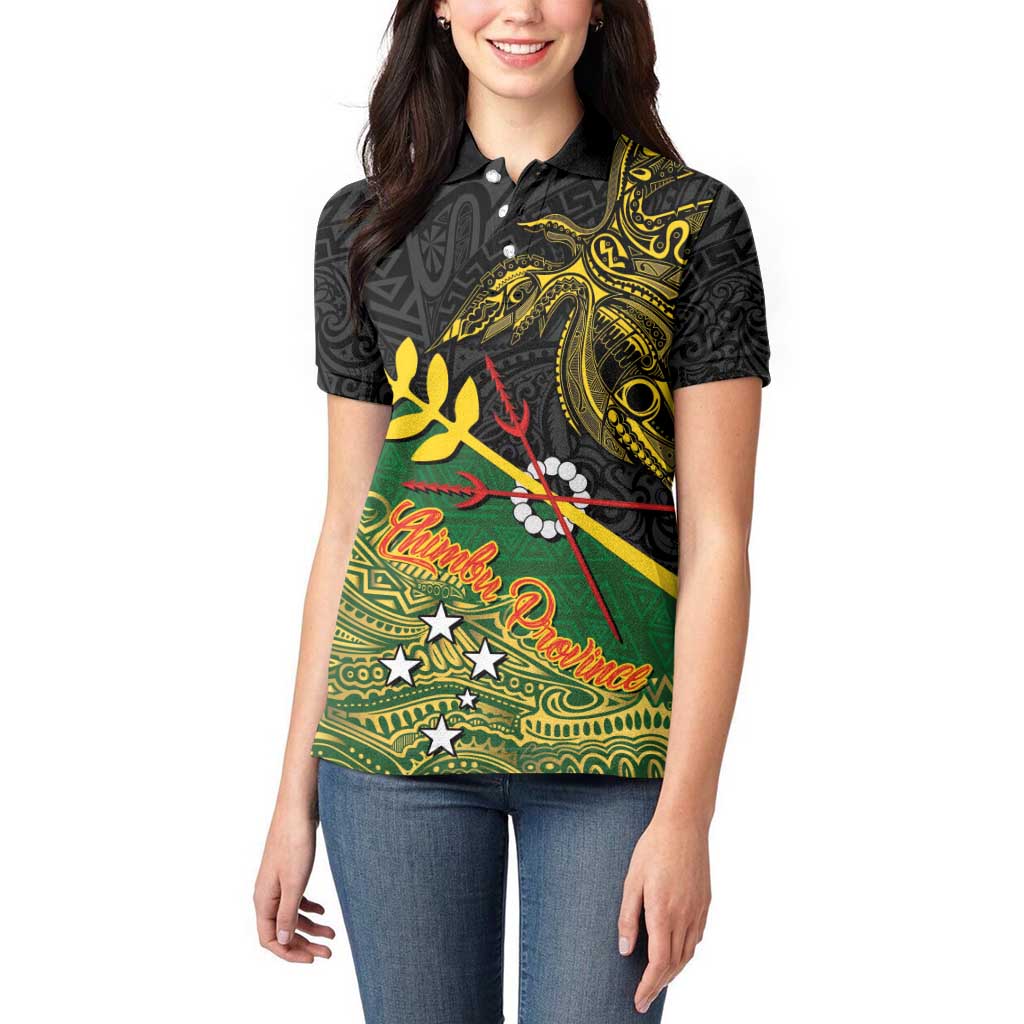 Personalized Chimpu Province Papua New Guinea Women Polo Shirt Bird-of-paradise Art Tattoo and Melanesian Motifs - Polynesian Pride