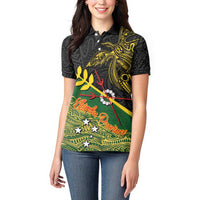 Personalized Chimpu Province Papua New Guinea Women Polo Shirt Bird-of-paradise Art Tattoo and Melanesian Motifs - Polynesian Pride