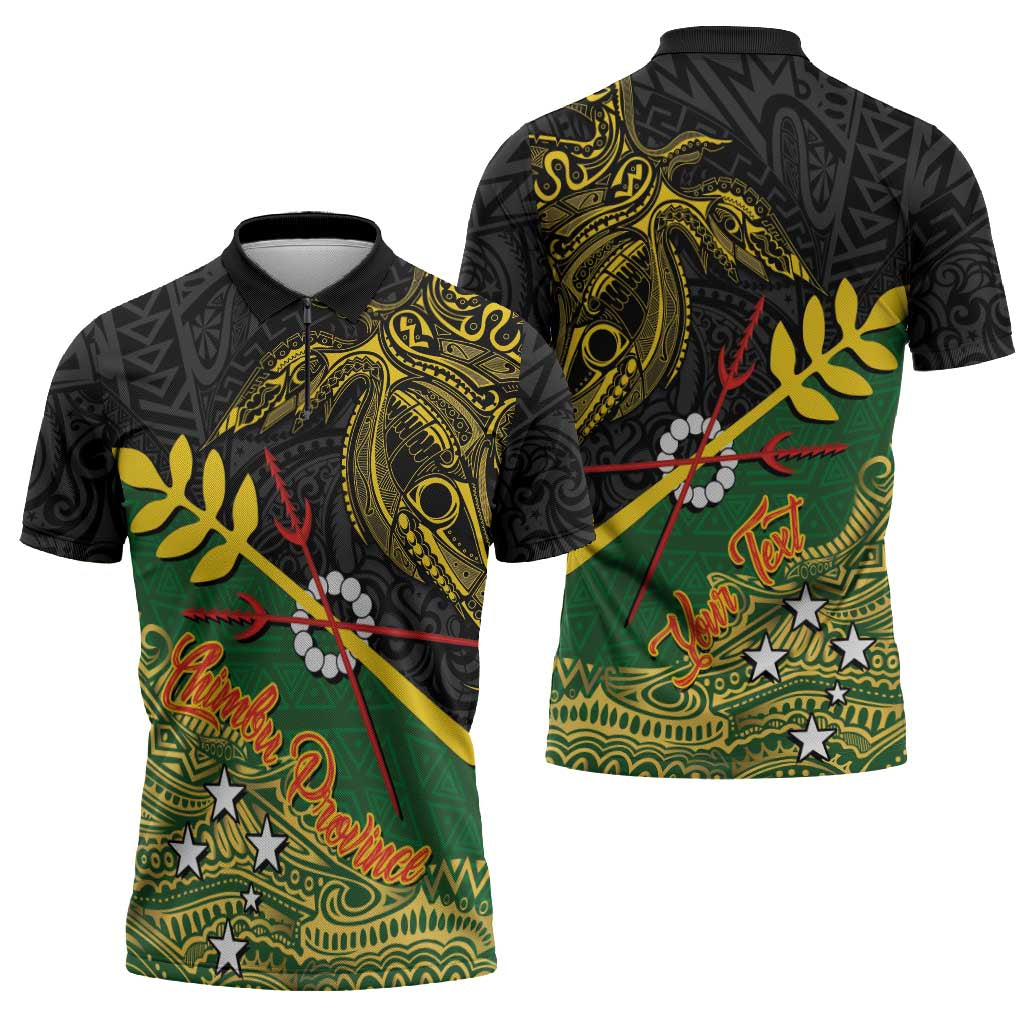 Personalized Chimpu Province Papua New Guinea Zipper Polo Shirt Bird-of-paradise Art Tattoo and Melanesian Motifs - Polynesian Pride