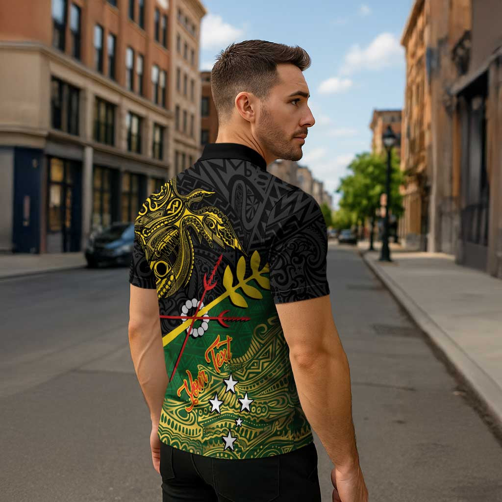 Personalized Chimpu Province Papua New Guinea Zipper Polo Shirt Bird-of-paradise Art Tattoo and Melanesian Motifs - Polynesian Pride