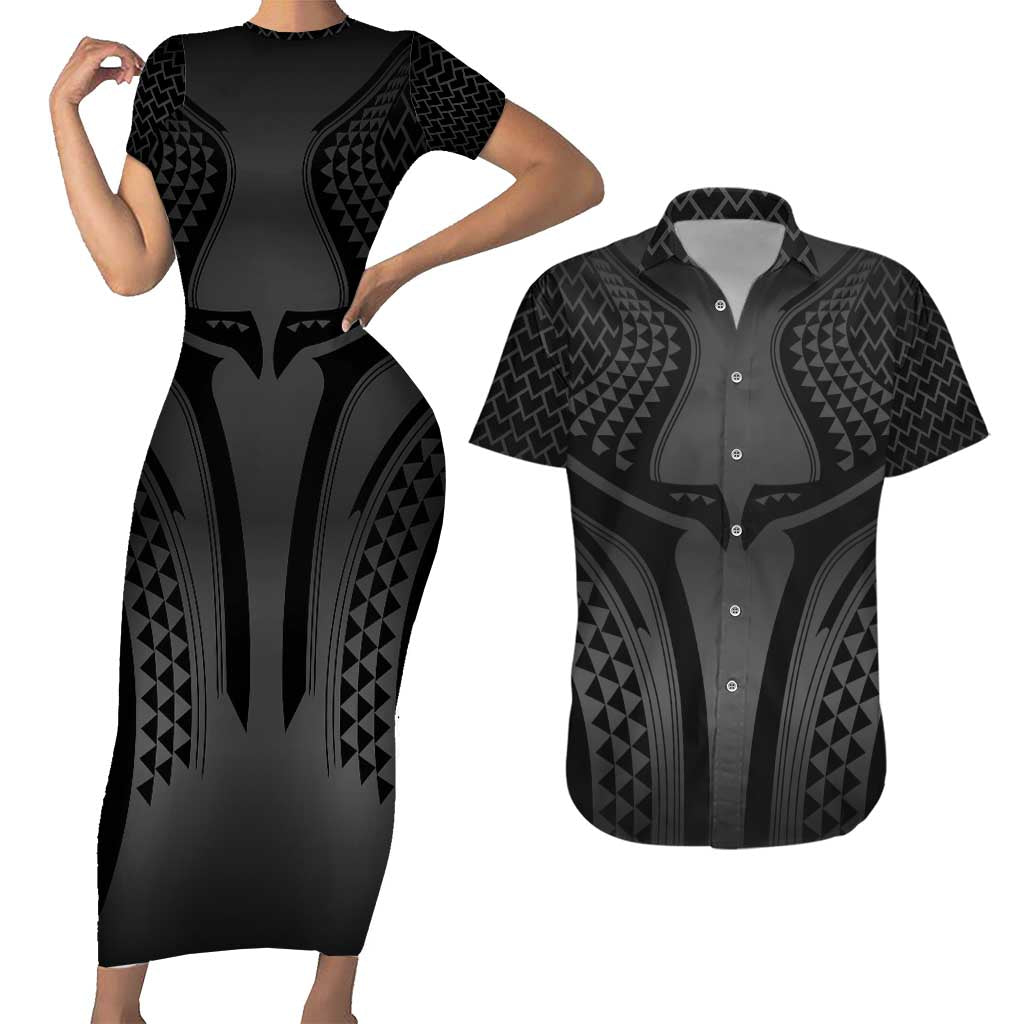 Hawaiian Kakau Art Tattoos Aquaman Style Couples Matching Short Sleeve Bodycon Dress and Hawaiian Shirt Special Edition - Polynesian Pride