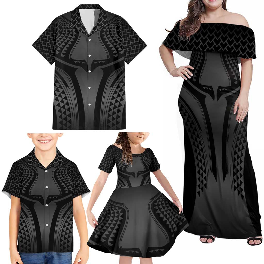 Hawaiian Kakau Art Tattoos Aquaman Style Family Matching Off Shoulder Maxi Dress and Hawaiian Shirt Special Edition - Polynesian Pride