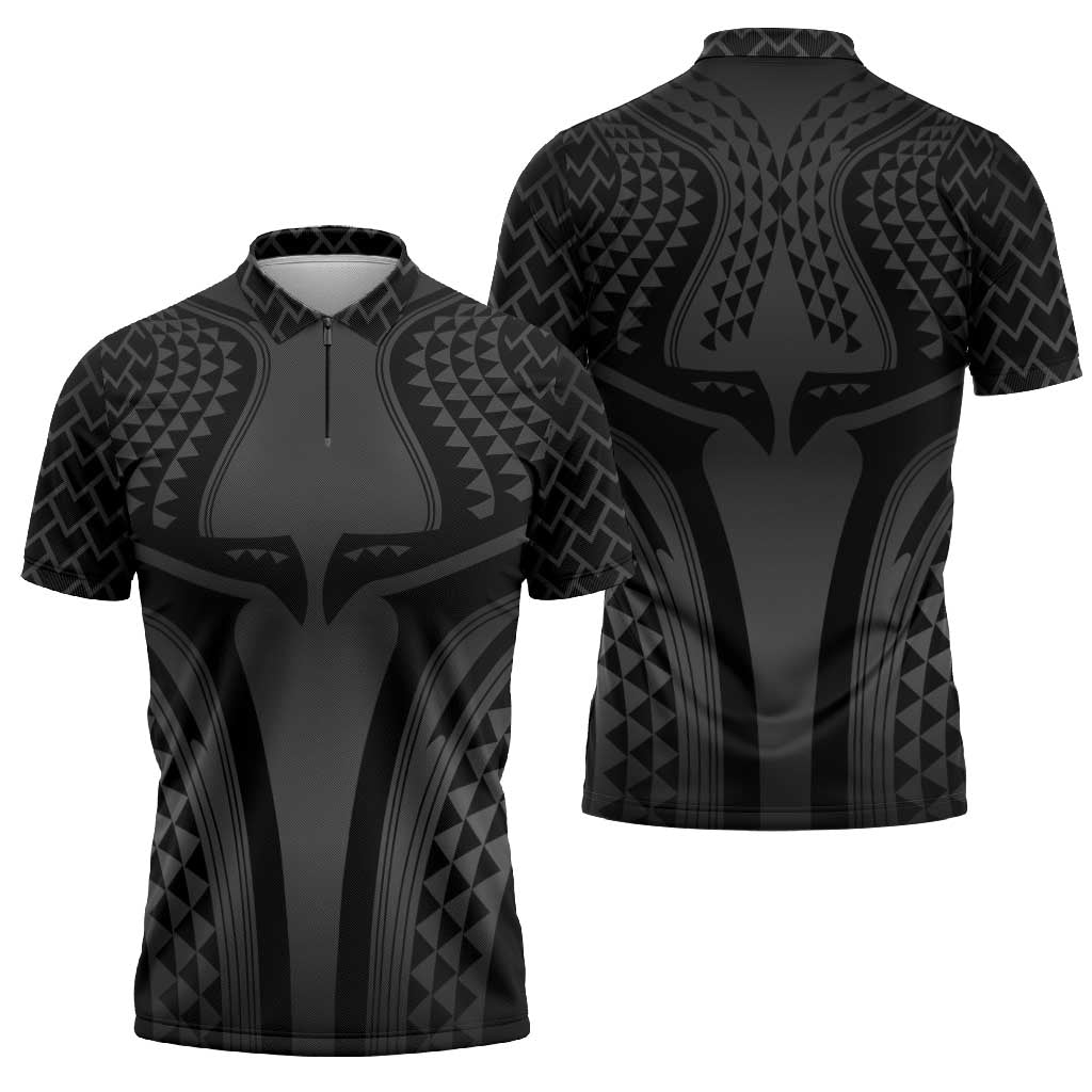Hawaiian Kakau Art Tattoos Aquaman Style Zipper Polo Shirt Special Edition - Polynesian Pride