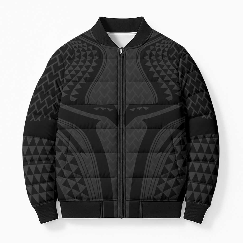 Hawaiian Kakau Art Tattoos Aquaman Style Bomber Puffer Jacket Black Version - Polynesian Pride