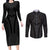 Hawaiian Kakau Art Tattoos Aquaman Style Couples Matching Long Sleeve Bodycon Dress and Long Sleeve Button Shirt Black Version - Polynesian Pride