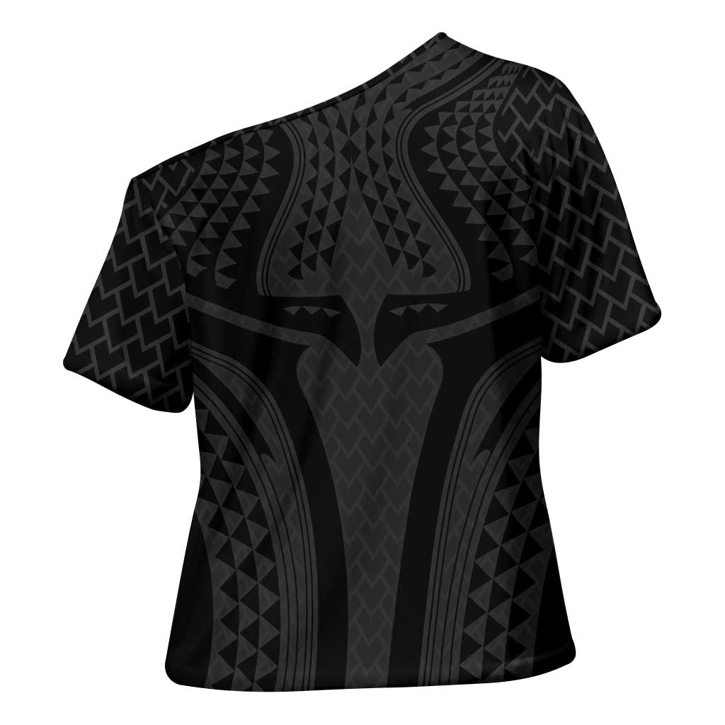 Hawaiian Kakau Art Tattoos Aquaman Style Cross Shoulder Shirt Black Version - Polynesian Pride