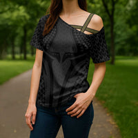 Hawaiian Kakau Art Tattoos Aquaman Style Cross Shoulder Shirt Black Version - Polynesian Pride