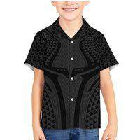 Hawaiian Kakau Art Tattoos Aquaman Style Family Matching Mermaid Dress and Hawaiian Shirt Black Version - Polynesian Pride