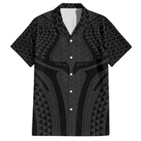 Hawaiian Kakau Art Tattoos Aquaman Style Family Matching Off The Shoulder Long Sleeve Dress and Hawaiian Shirt Black Version - Polynesian Pride