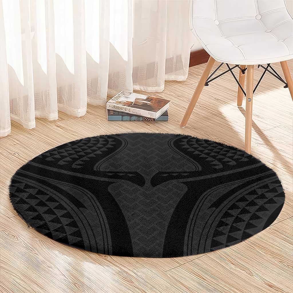 Hawaiian Kakau Art Tattoos Aquaman Style Round Carpet Black Version - Polynesian Pride