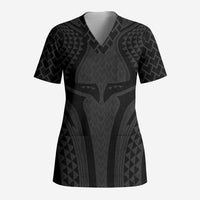 Hawaiian Kakau Art Tattoos Aquaman Style Scrub Top Black Version - Polynesian Pride