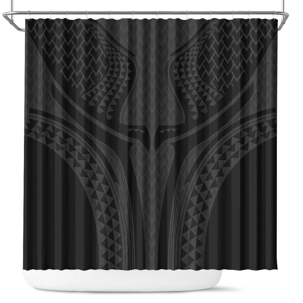 Hawaiian Kakau Art Tattoos Aquaman Style Shower Curtain Black Version - Polynesian Pride