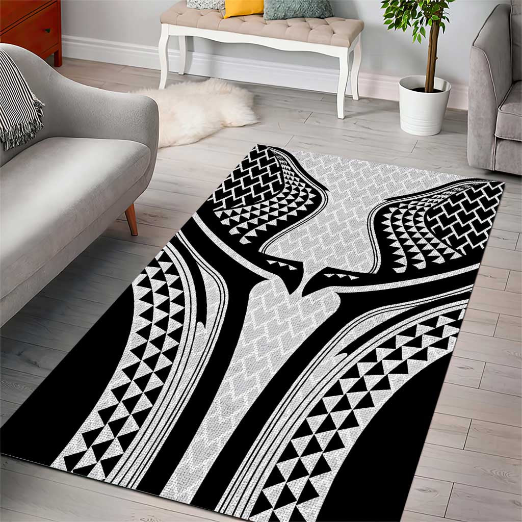 Hawaiian Kakau Art Tattoos Aquaman Style Area Rug White Version - Polynesian Pride