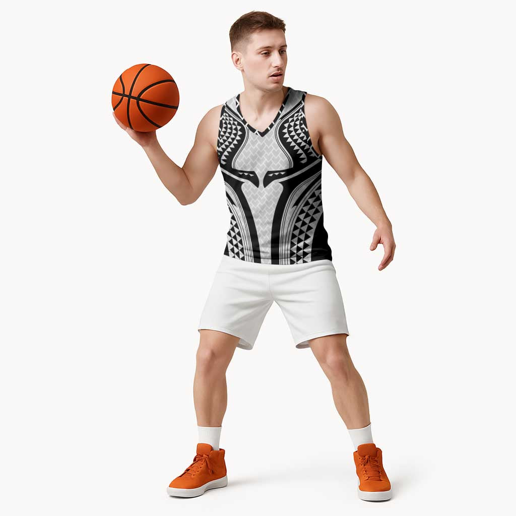 Hawaiian Kakau Art Tattoos Aquaman Style Basketball Jersey White Version - Polynesian Pride
