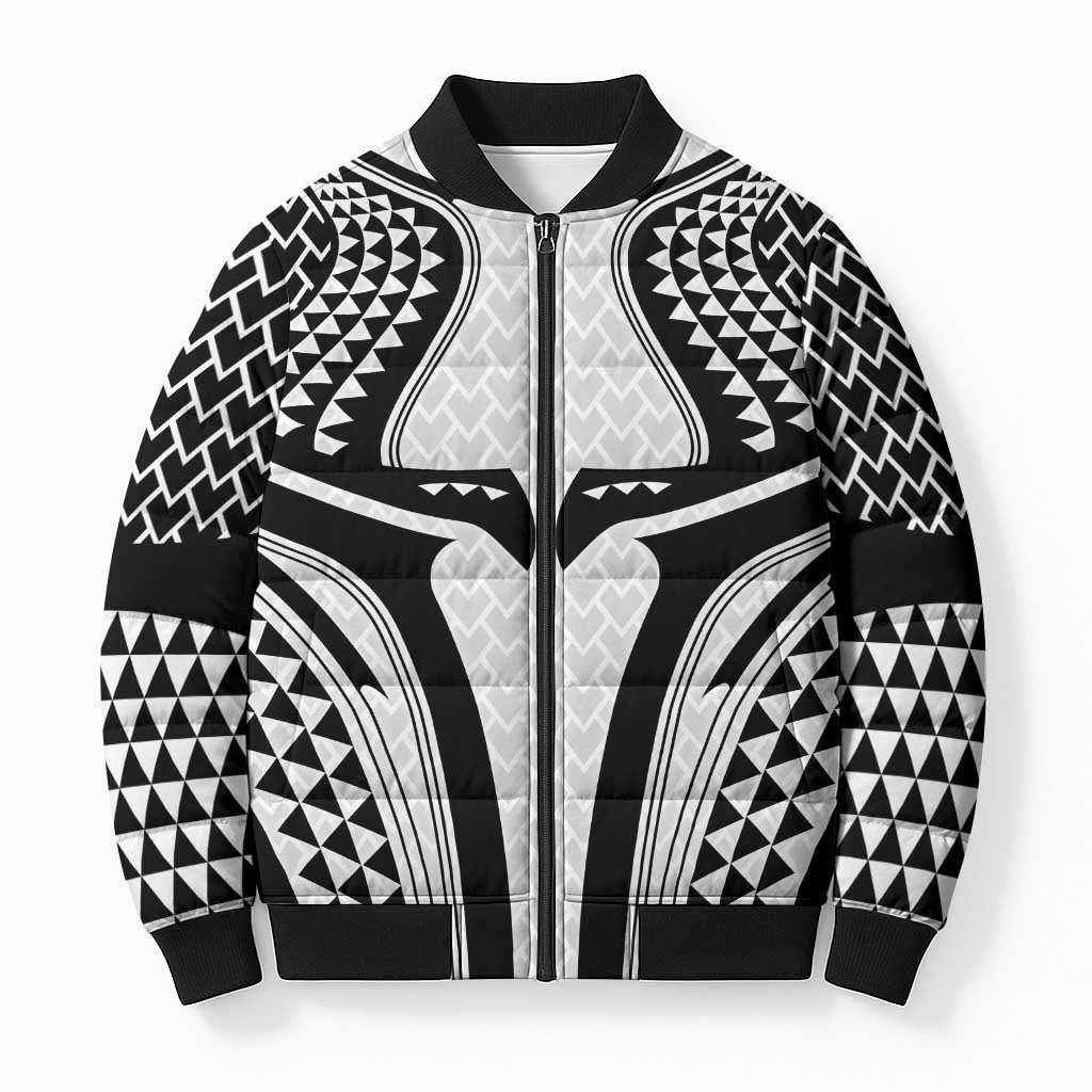 Hawaiian Kakau Art Tattoos Aquaman Style Bomber Puffer Jacket White Version - Polynesian Pride