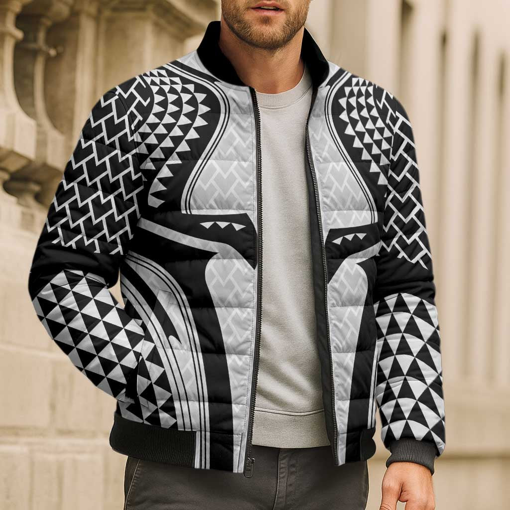 Hawaiian Kakau Art Tattoos Aquaman Style Bomber Puffer Jacket White Version - Polynesian Pride