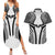 Hawaiian Kakau Art Tattoos Aquaman Style Couples Matching Summer Maxi Dress and Hawaiian Shirt White Version - Polynesian Pride
