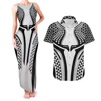 Hawaiian Kakau Art Tattoos Aquaman Style Couples Matching Tank Maxi Dress and Hawaiian Shirt White Version - Polynesian Pride