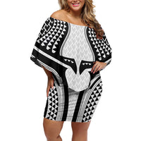 Hawaiian Kakau Art Tattoos Aquaman Style Family Matching Off Shoulder Short Dress and Hawaiian Shirt White Version - Polynesian Pride