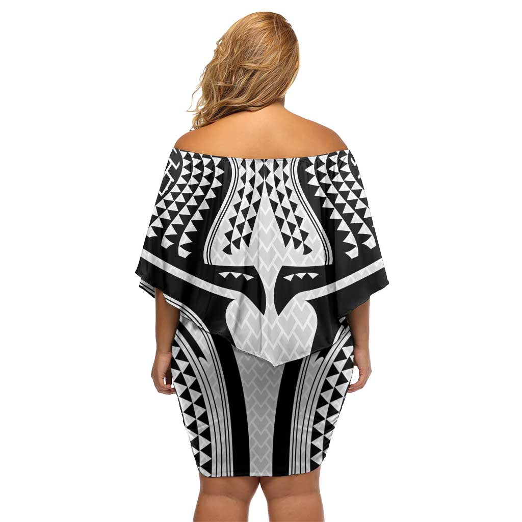 Hawaiian Kakau Art Tattoos Aquaman Style Family Matching Off Shoulder Short Dress and Hawaiian Shirt White Version - Polynesian Pride