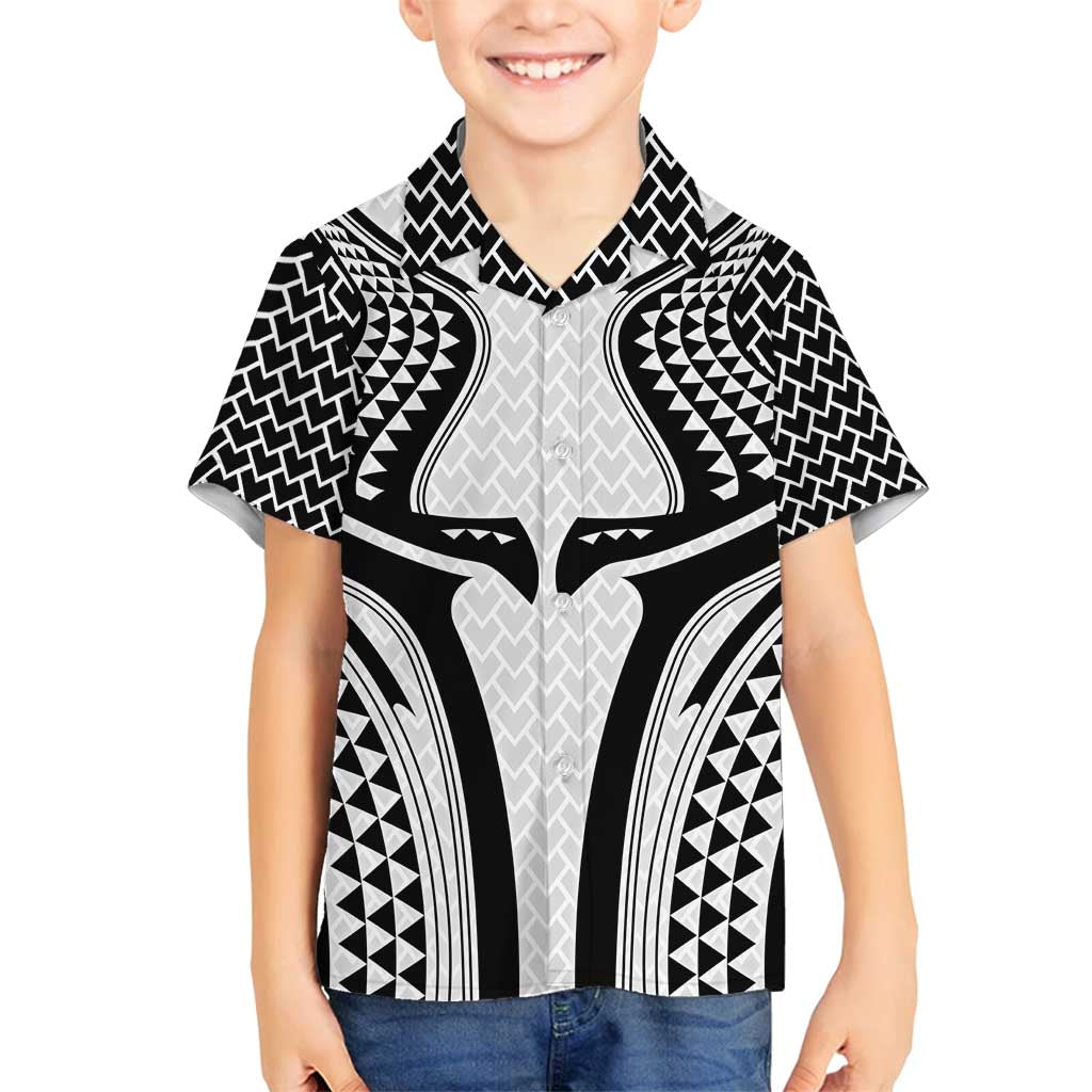 Hawaiian Kakau Art Tattoos Aquaman Style Family Matching Off Shoulder Short Dress and Hawaiian Shirt White Version - Polynesian Pride