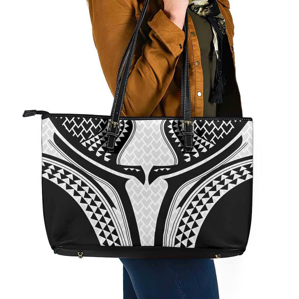 Hawaiian Kakau Art Tattoos Aquaman Style Leather Tote Bag White Version - Polynesian Pride