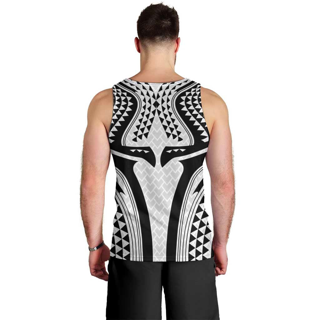 Hawaiian Kakau Art Tattoos Aquaman Style Men Tank Top White Version - Polynesian Pride
