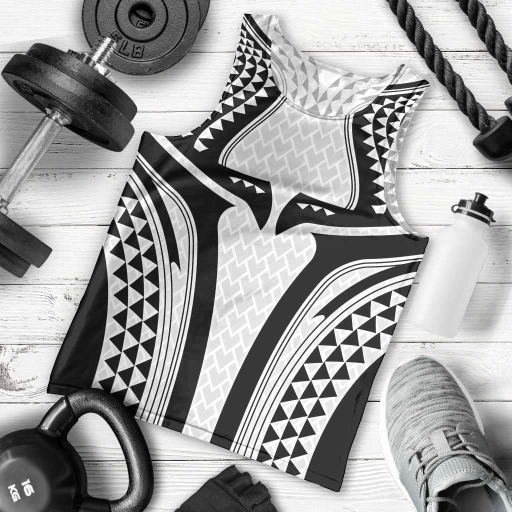 Hawaiian Kakau Art Tattoos Aquaman Style Men Tank Top White Version - Polynesian Pride