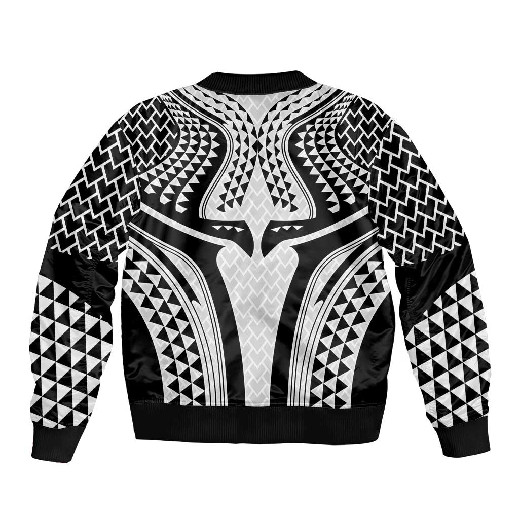 Hawaiian Kakau Art Tattoos Aquaman Style Sleeve Zip Bomber Jacket White Version - Polynesian Pride