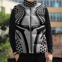 Hawaiian Kakau Art Tattoos Aquaman Style Sleeveless Puffer Jacket White Version - Polynesian Pride