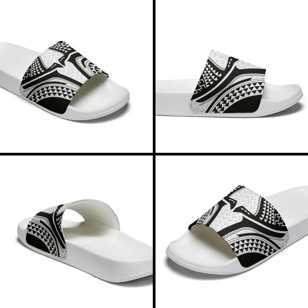 Hawaiian Kakau Art Tattoos Aquaman Style Slide Sandals White Version - Polynesian Pride