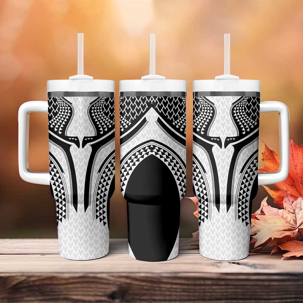 Hawaiian Kakau Art Tattoos Aquaman Style Tumbler With Handle White Version - Polynesian Pride
